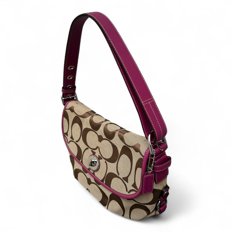 Coach Signature Stripe Demi Flap Shoulder Bag - vintageconcierge