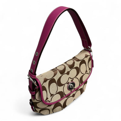 Coach Signature Stripe Demi Flap Shoulder Bag - vintageconcierge