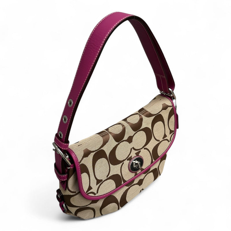 Coach Signature Stripe Demi Flap Shoulder Bag - vintageconcierge