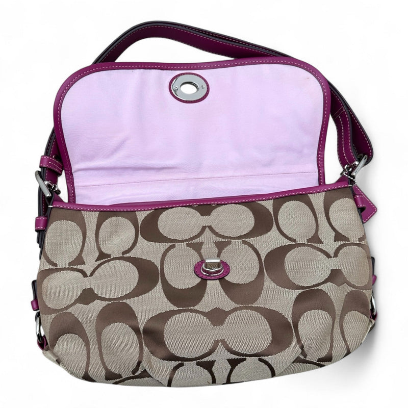 Coach Signature Stripe Demi Flap Shoulder Bag - vintageconcierge