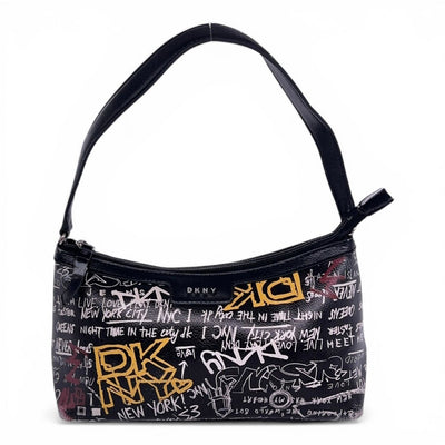 DKNY Graffiti Schultertasche im Vintage-Style aus den frühen 2000er Jahren, mit urbanem NYC Street Style Design