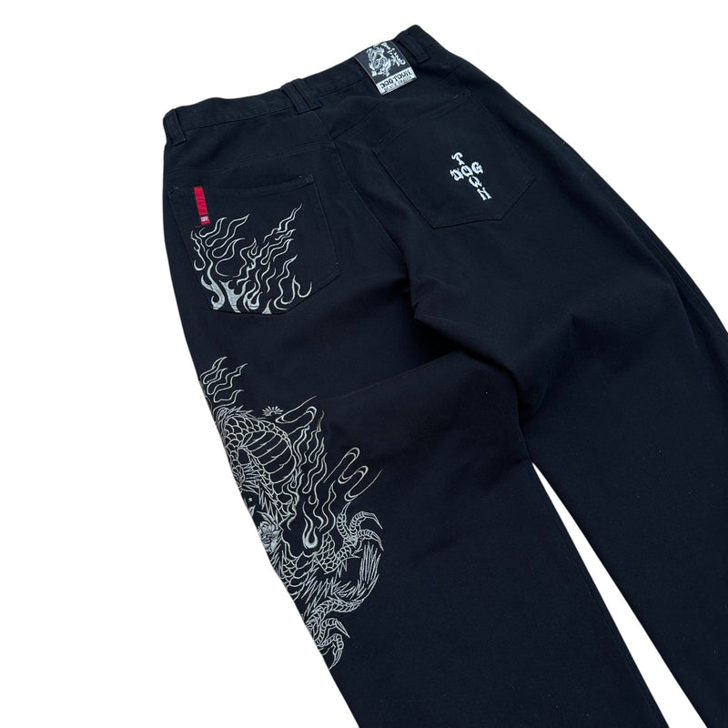 Dog Town Dragon – Full Embroidered Japanese Style Jeans - vintageconcierge