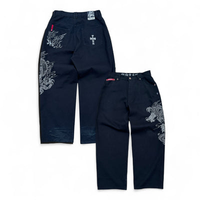 Dog Town Dragon – Full Embroidered Japanese Style Jeans - vintageconcierge