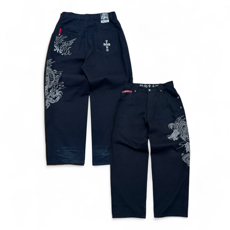Dog Town Dragon – Full Embroidered Japanese Style Jeans - vintageconcierge