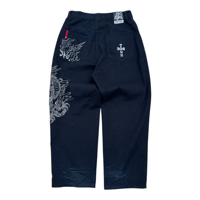 Dog Town Dragon – Full Embroidered Japanese Style Jeans - vintageconcierge