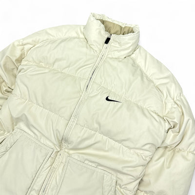 Nike Vintage 90s Rare Center-Swoosh Puffer Jacke Beige – vintageconcierge