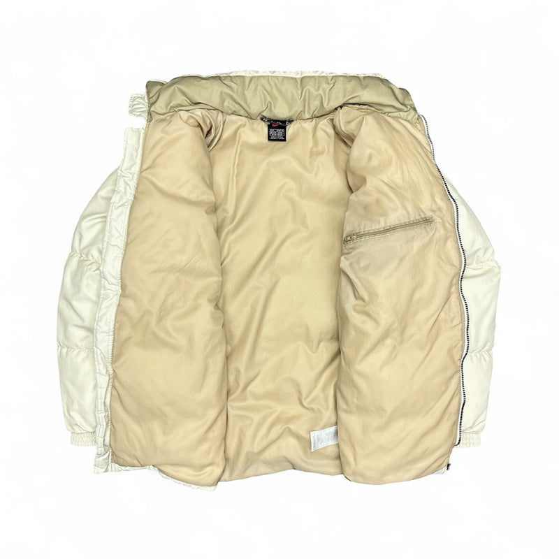 Nike Vintage 90s Rare Center-Swoosh Puffer Jacke Beige – vintageconcierge