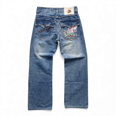Ed Hardy Koi Fish Japanese Denim Jeans - vintageconcierge