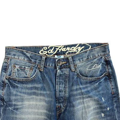 Ed Hardy Tiger Washed Denim Jeans - vintageconcierge