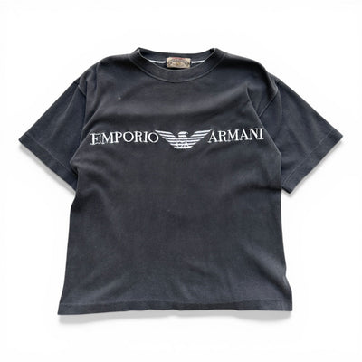 Emporio Armani Cropped T-Shirt Black Y2K | S – vintageconcierge