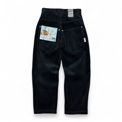 Error Clothez Vintage Y2K Hip - Hop Velvet Pants Schwarz - vintageconcierge