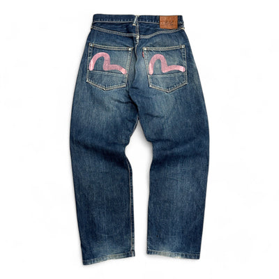 Evisu Seagull Pink Denim Jeans - vintageconcierge