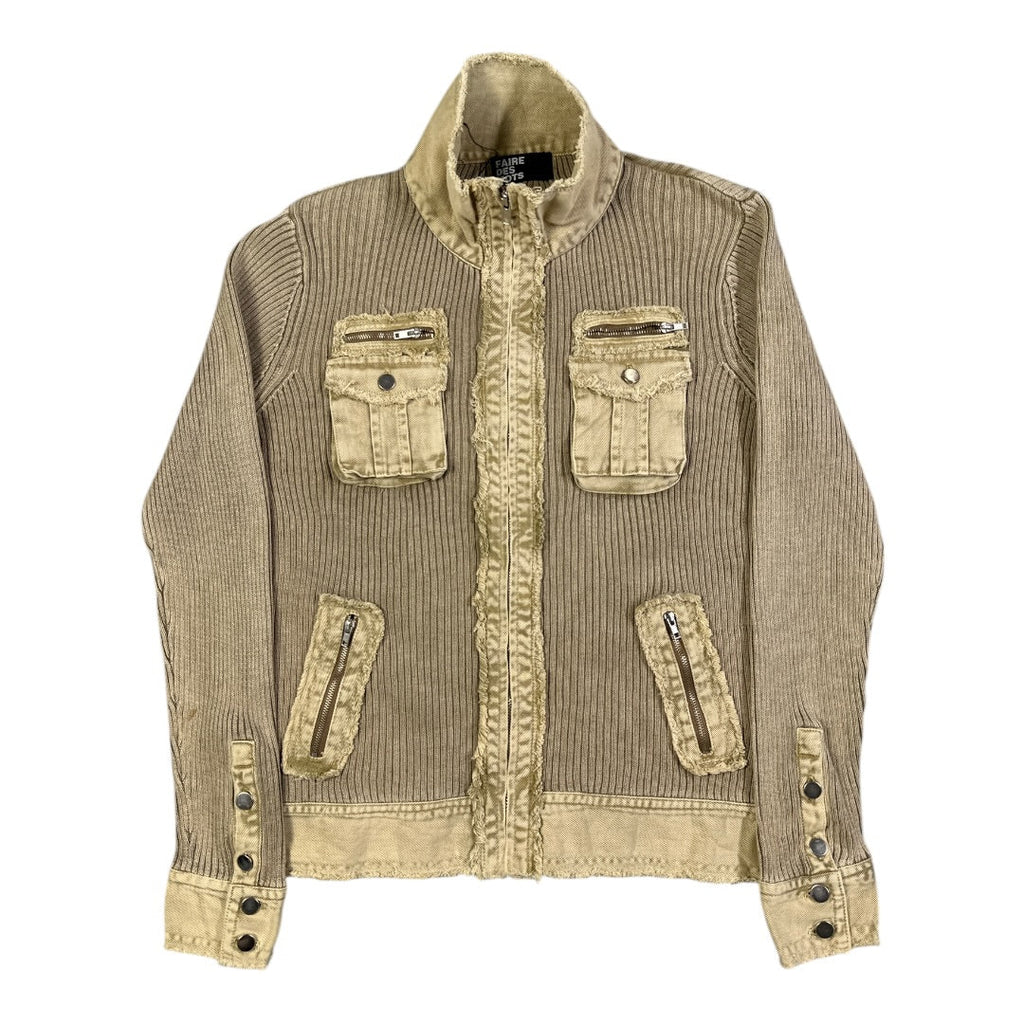 Faire des Mots Japanese Utility Knit Jacket Beige | XS - vintageconcierge