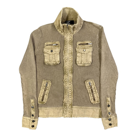 Faire des Mots Japanese Utility Knit Jacket Beige | XS - vintageconcierge