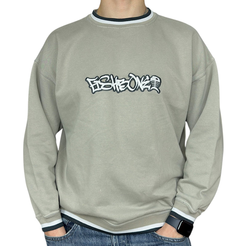 Fishbone Vintage Y2K Spellout Sweater Grau - vintageconcierge