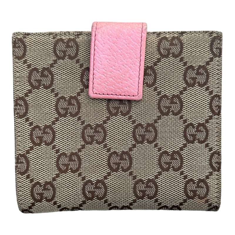 Gucci GG Canvas Leder Bifold Wallet Beige Pink - vintageconcierge