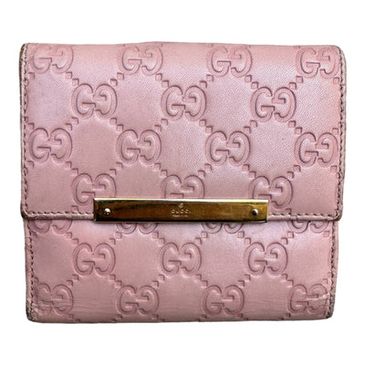 Gucci GG Guccisima Leder Bifold Wallet Pink - vintageconcierge