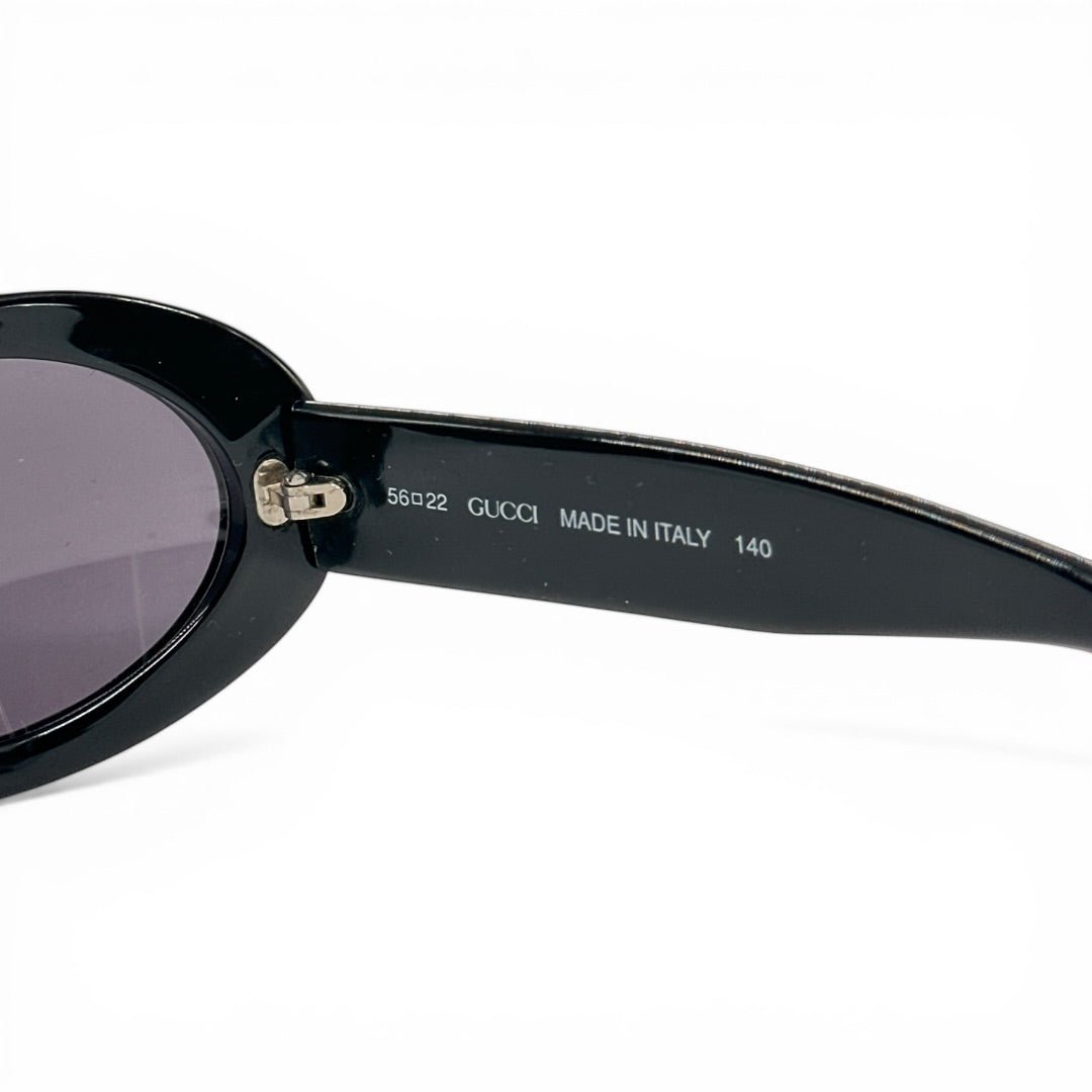Gucci GG Logo Oval Sunglasses Black – Vintage Designer Sonnenbrille Y2