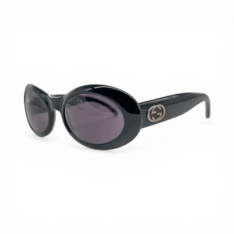 Gucci GG Logo Oval Sunglasses Black – Vintage Designer