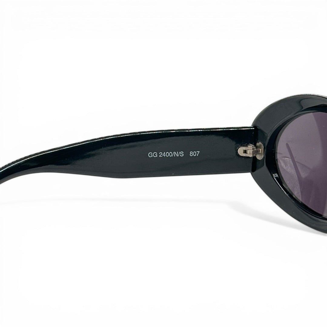Gucci GG Logo Oval Sunglasses Black – Vintage Designer