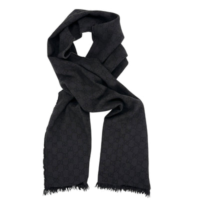 Gucci Scarf GG Monogramm Grau Schwarz - vintageconcierge