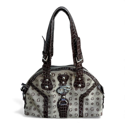 Gussaci Monogram Croc Satchel Bag - vintageconcierge