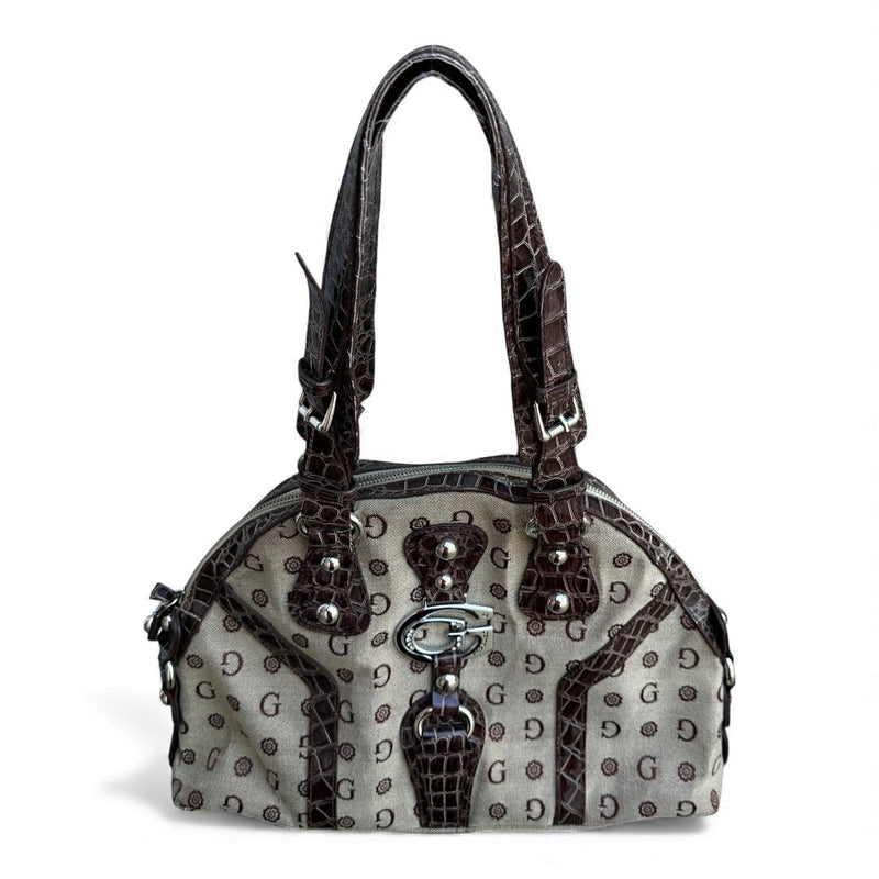 Gussaci Monogram Croc Satchel Bag - vintageconcierge