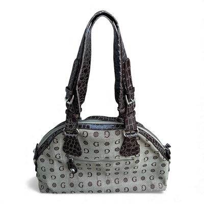 Gussaci Monogram Croc Satchel Bag - vintageconcierge