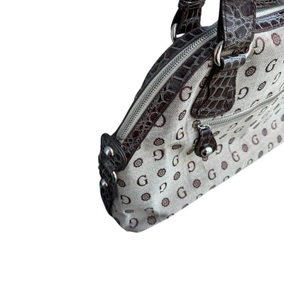 Gussaci Monogram Croc Satchel Bag - vintageconcierge