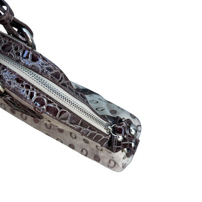 Gussaci Monogram Croc Satchel Bag - vintageconcierge