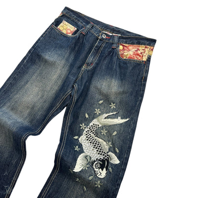 Infinity Koi Japanese Denim Jeans - vintageconcierge