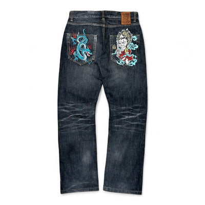 Jizo Japanese Dragon Y2K Jeans - vintageconcierge