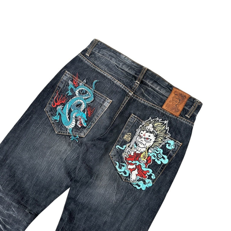 Jizo Japanese Dragon Y2K Jeans - vintageconcierge
