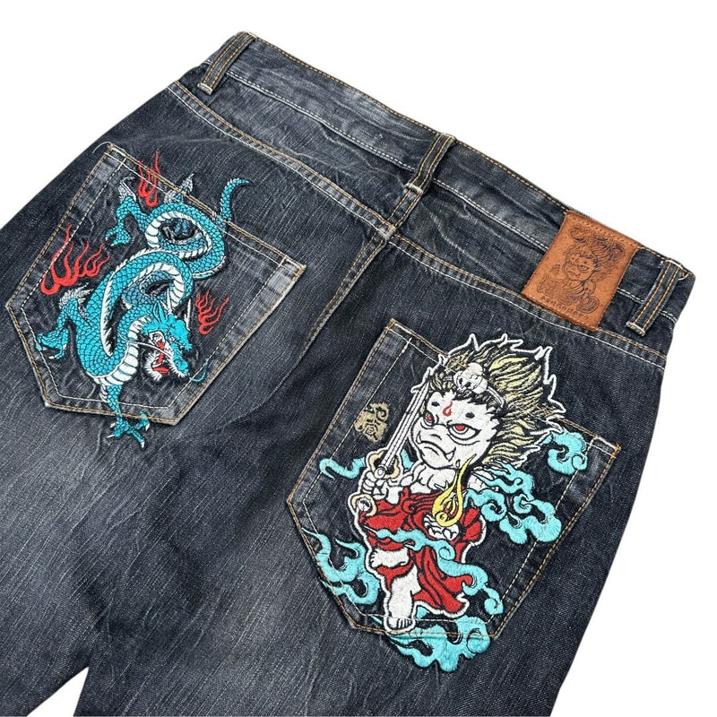 Jizo Japanese Dragon Y2K Jeans - vintageconcierge