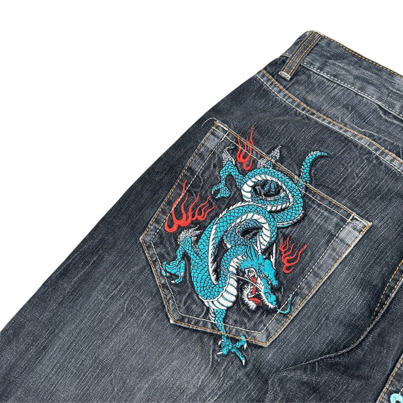 Jizo Japanese Dragon Y2K Jeans - vintageconcierge