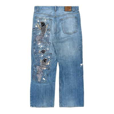 Karakuri Multipocket Japanese Baggy Jeans - vintageconcierge