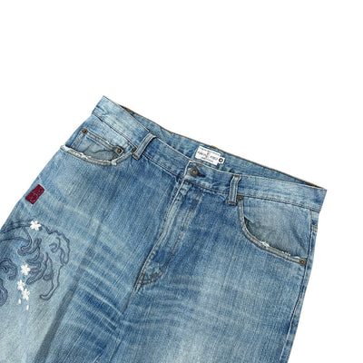 Karakuri Multipocket Japanese Baggy Jeans - vintageconcierge