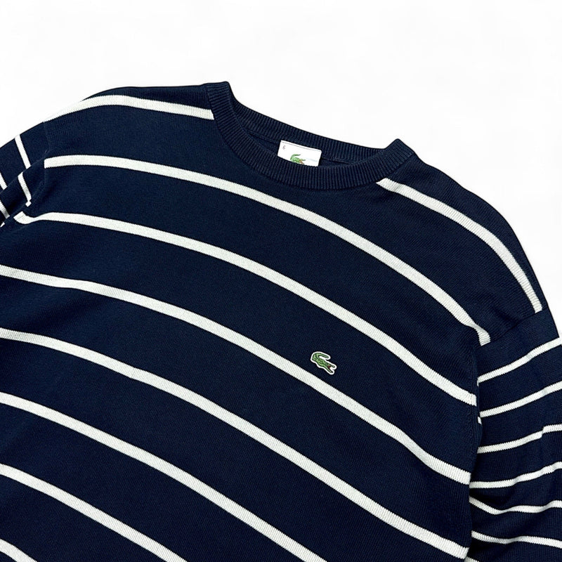 Lacoste Gestreifter Strickpullover Navy - vintageconcierge