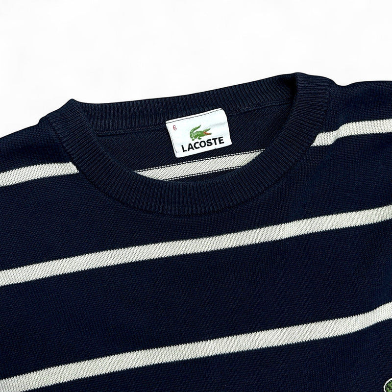 Lacoste Gestreifter Strickpullover Navy - vintageconcierge