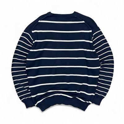 Lacoste Gestreifter Strickpullover Navy - vintageconcierge