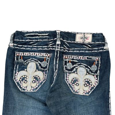Laguna Beach Bootcut Jeans – Y2K Glitzerjeans mit Rhinestones & Signature - Stickerei - vintageconcierge