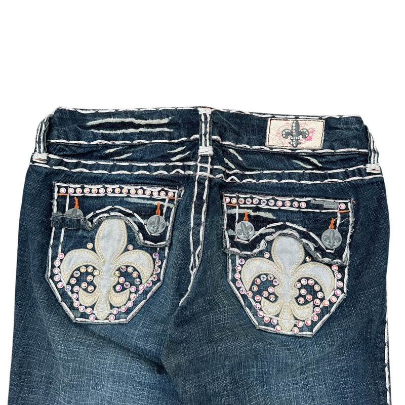 Laguna Beach Bootcut Jeans – Y2K Glitzerjeans mit Rhinestones & Signature - Stickerei - vintageconcierge