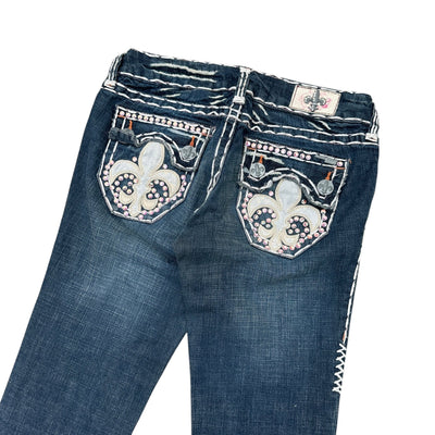 Laguna Beach Bootcut Jeans – Y2K Glitzerjeans mit Rhinestones & Signature - Stickerei - vintageconcierge