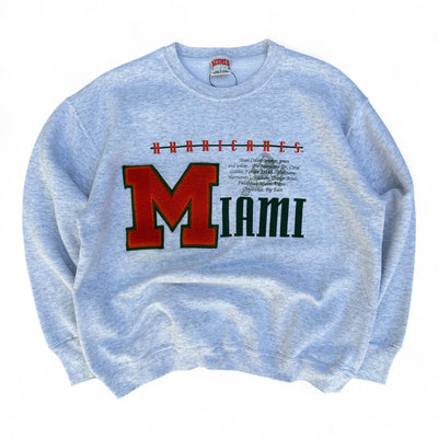 Miami Hurricanes Vintage Sweatshirt – Made in USA | Nutmeg Mills 90s College Crewneck - vintageconcierge