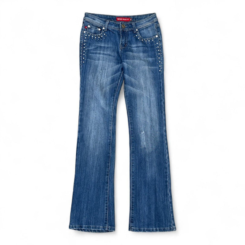 Miss Sixty Y2K Bootcut Studded Jeans - vintageconcierge