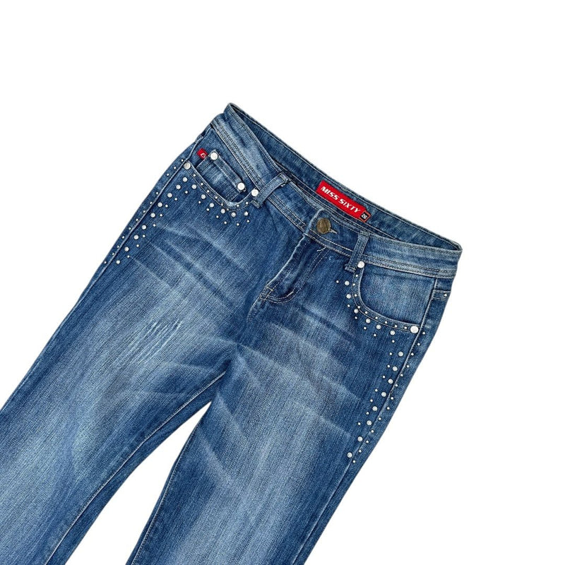 Miss Sixty Y2K Bootcut Studded Jeans - vintageconcierge