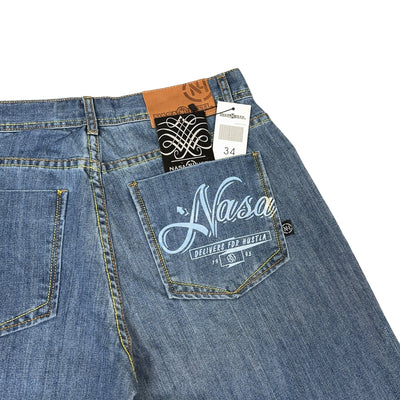 Nasa hustla Vintage Hip-Hop Jeans Blau - vintageconcierge