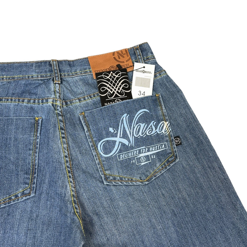 Nasa hustla Vintage Hip-Hop Jeans Blau - vintageconcierge