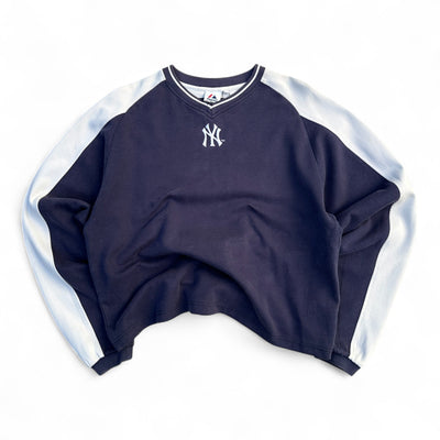 New York Yankees Cropped Vintage Sweater Navy - vintageconcierge
