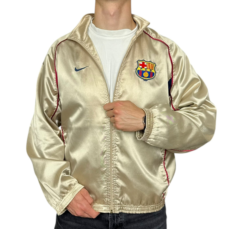 Nike FC Barcelona 2001 - 02 Rare Trackjacke Gold - vintageconcierge